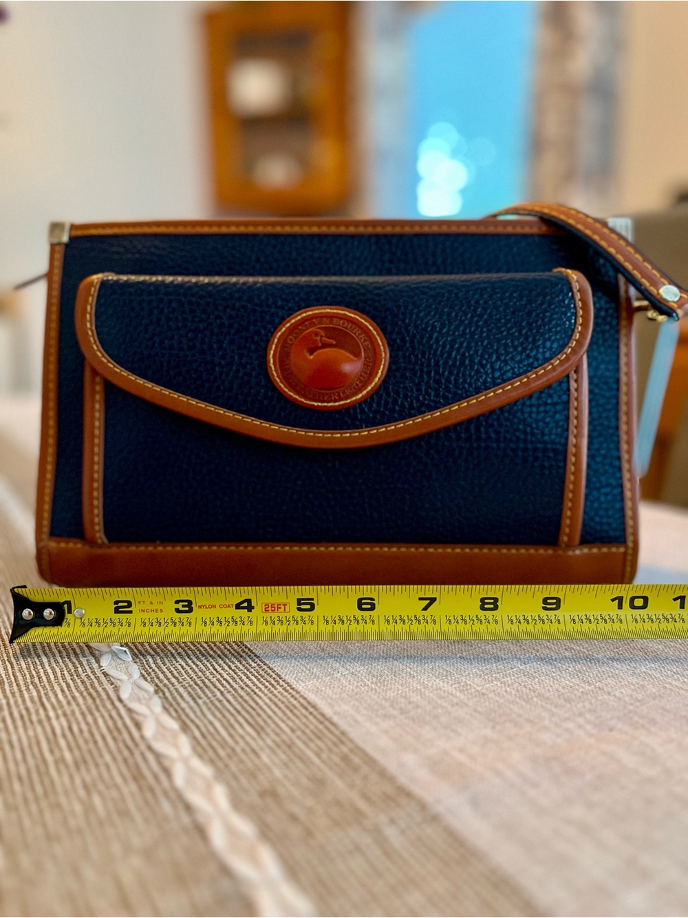 🦆Dooney & Bourke Vintage Navy Pebbled Leather Organizer Crossbody Wallet Bag - Picture 9 of 11